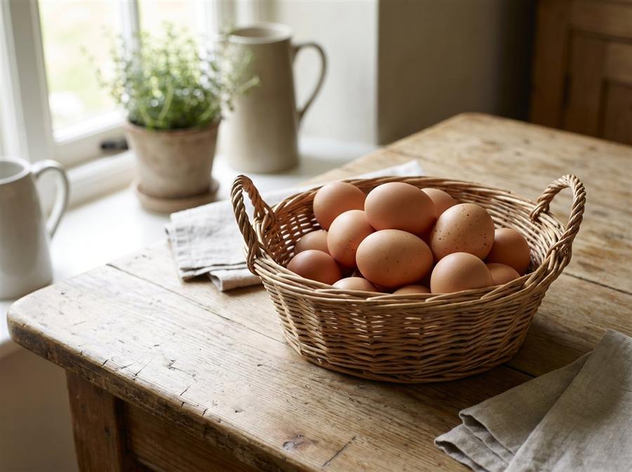 Frische Eier vom Forsthof im Korb